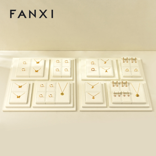 FANXI Luxury Leather Beige Jewelry Display