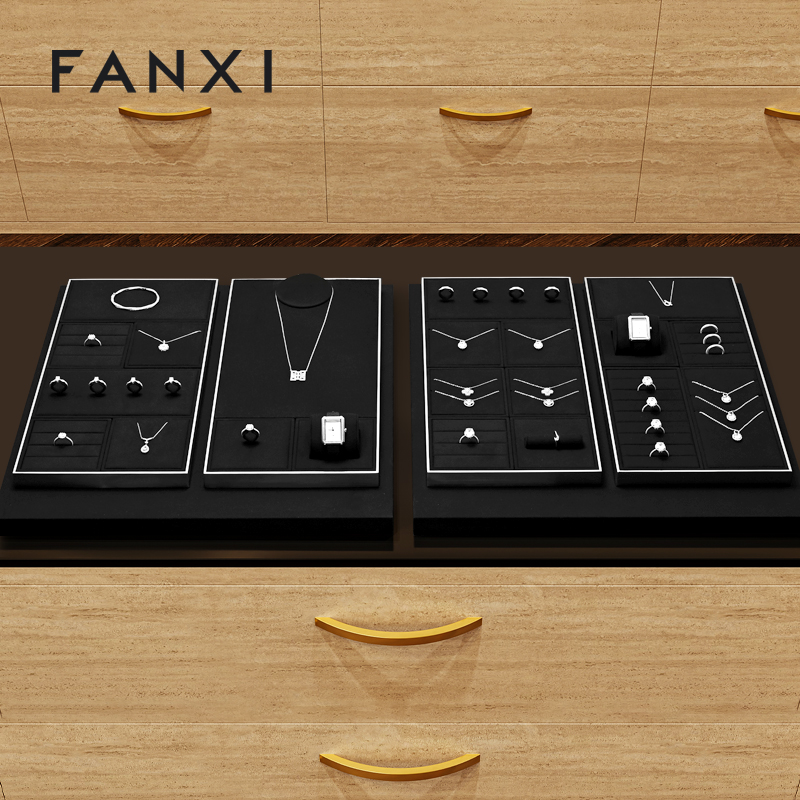 FANXI High quality Leather Black Jewelry display