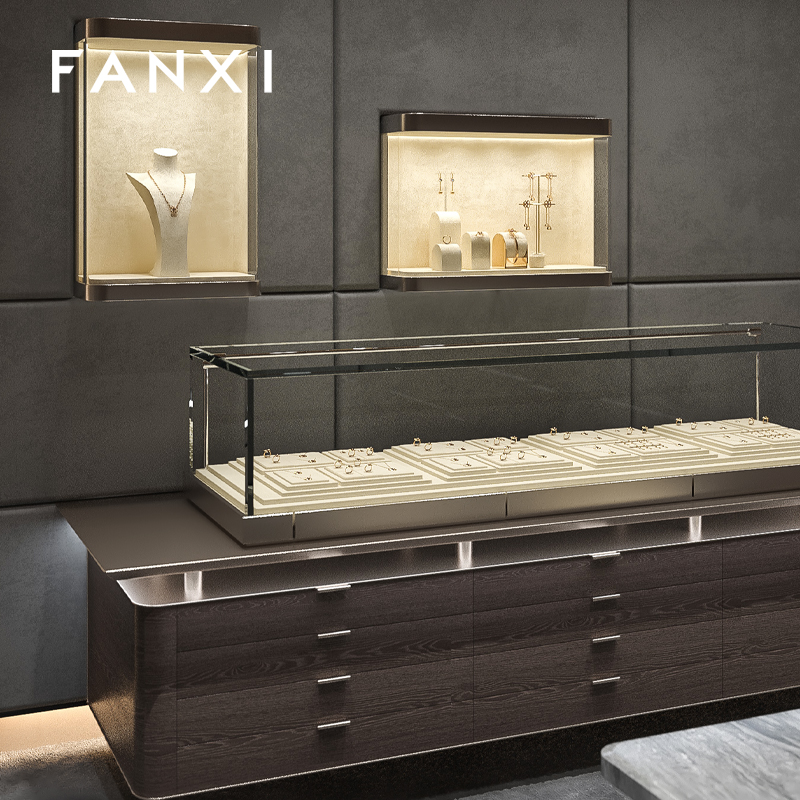 FANXI Luxury Leather Beige Jewelry Display