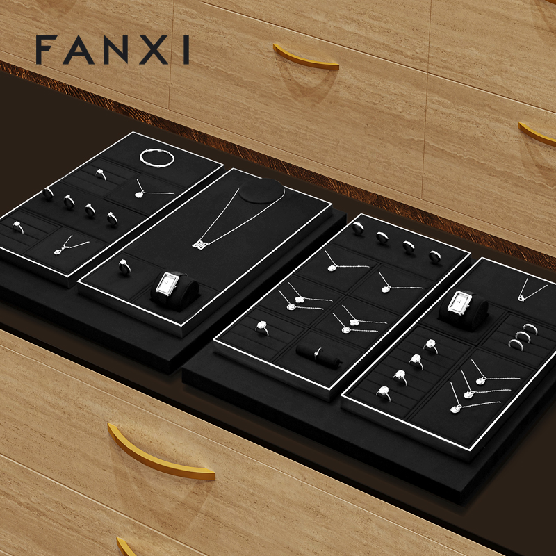 FANXI High quality Leather Black Jewelry display