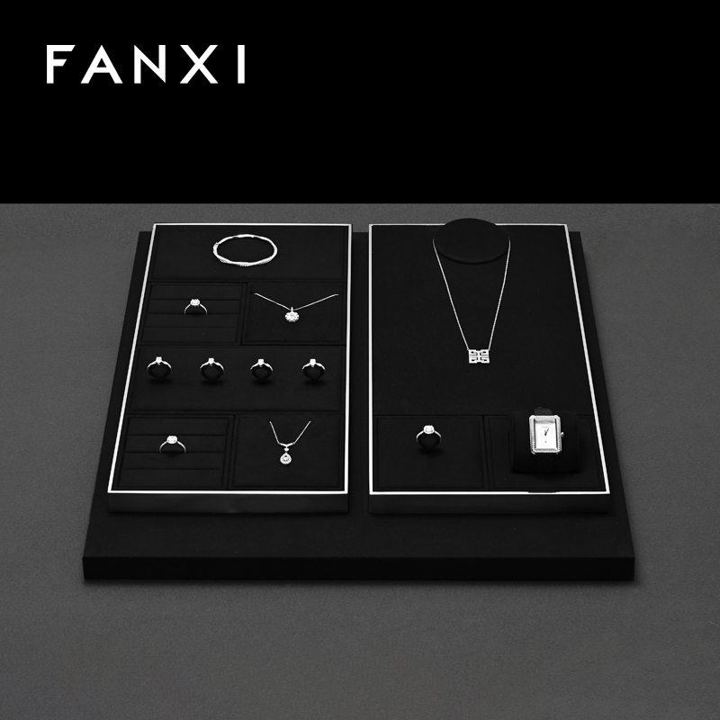 FANXI High quality Leather Black Jewelry display