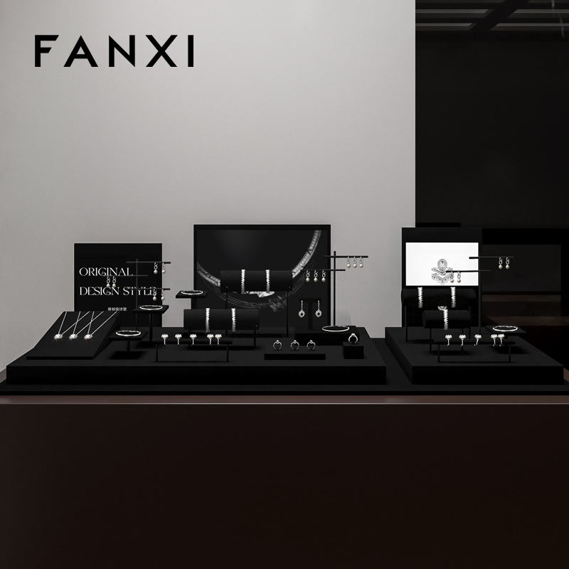 FANXI Wholesale black metal jewelry display set