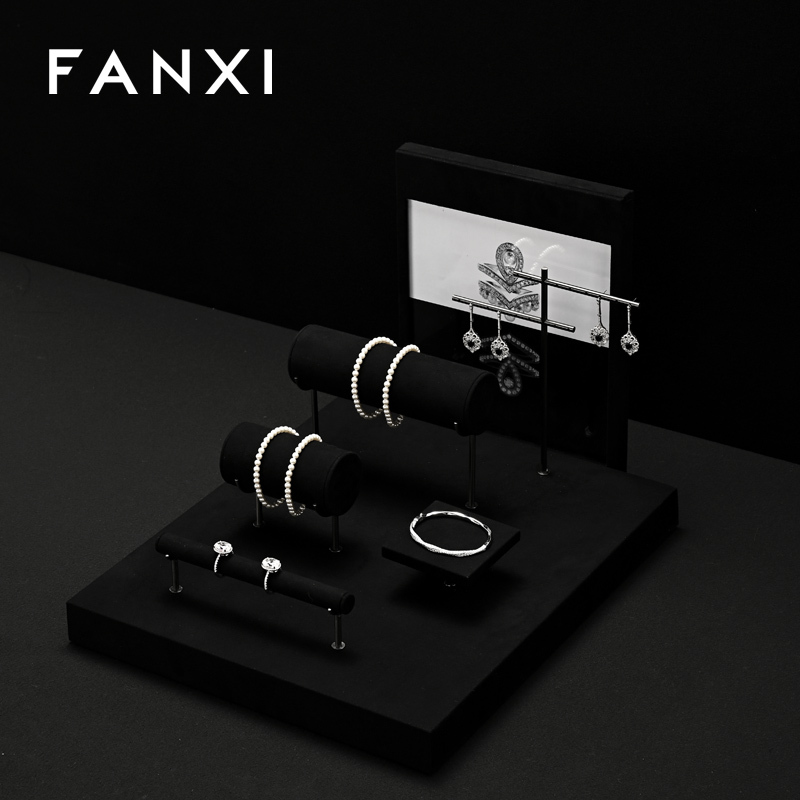 FANXI Wholesale black metal jewelry display set