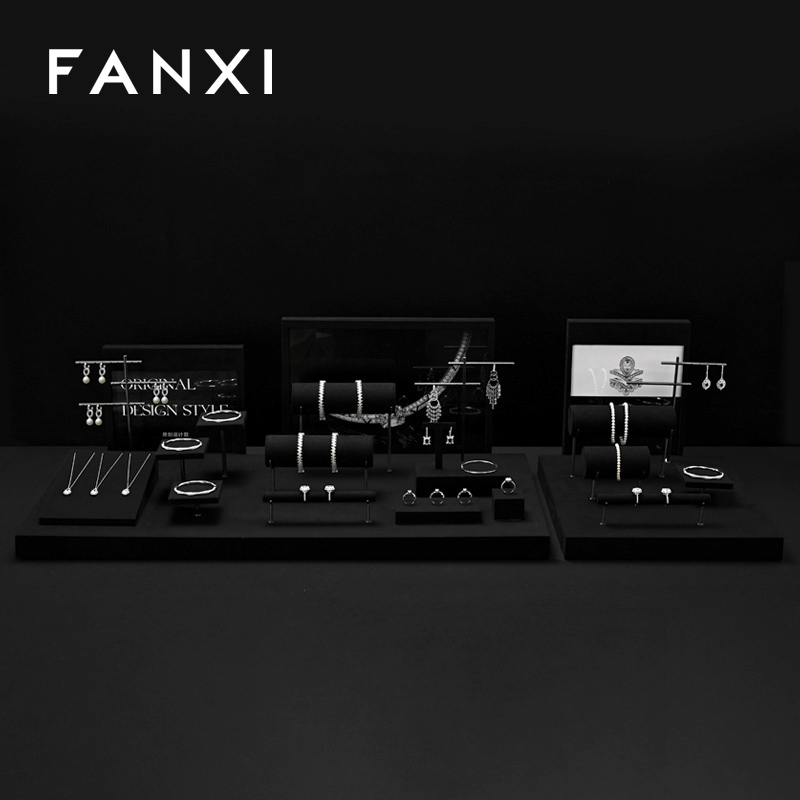 FANXI Wholesale black metal jewelry display set