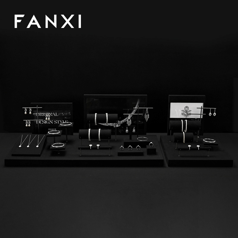 FANXI Wholesale black metal jewelry display set