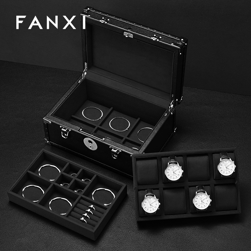 FANXI New arrival Black Metal Jewelry Storage Box