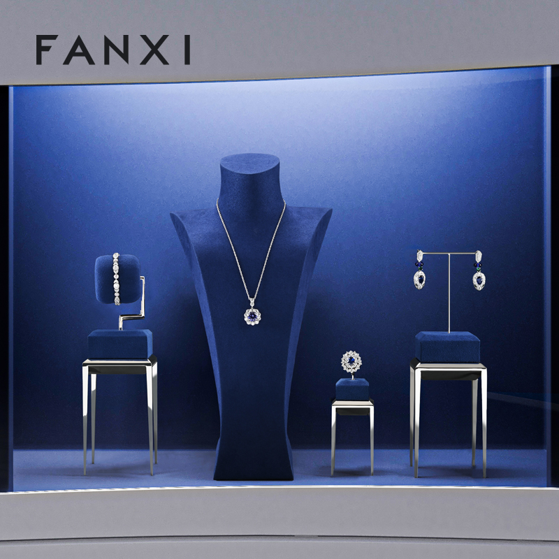 FANXI New arrival blue metal Jewelry Display Stand