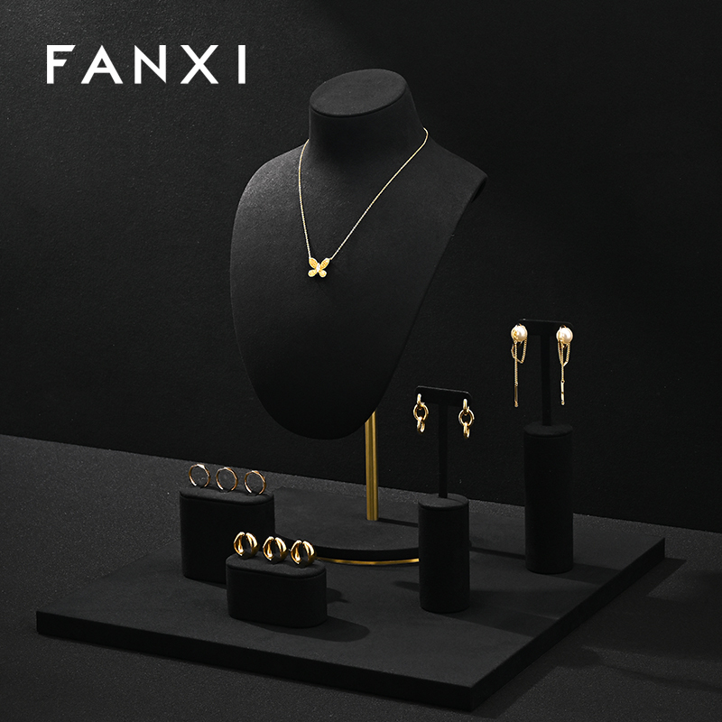 FANXI factory black Microfiber fashion jewelry set