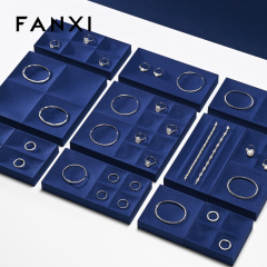 FANXI hot sale sapphire blue Microfiber jewelry organizer trays