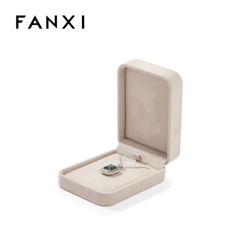FANXI Custom beige microfiber necklace box