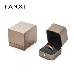 FANXI Custom brown pu leather ring box