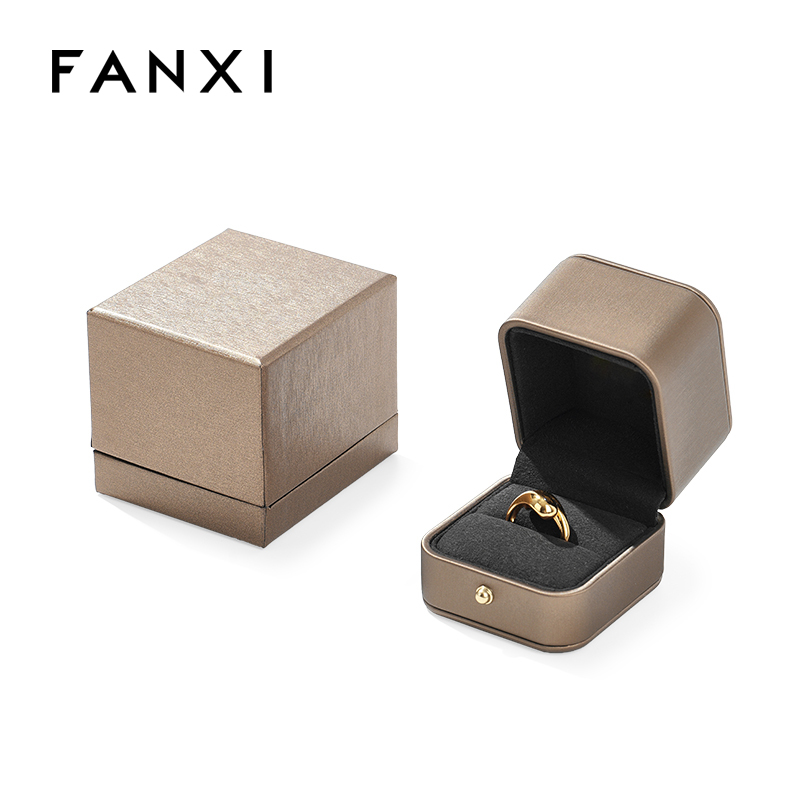 FANXI Custom brown pu leather ring box