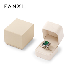 FANXI Custom beige microfiber and paper ring box