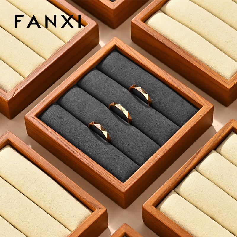 FANXI New arrival Beige Wooden Jewelry display tray