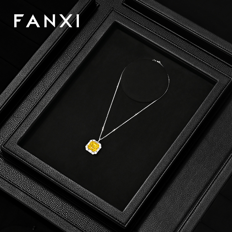 FANXI New arrival black suede jewelry box