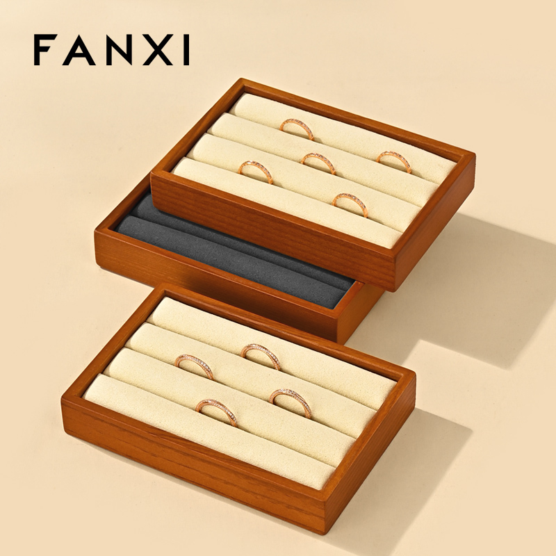 FANXI New arrival Beige Wooden Jewelry display tray