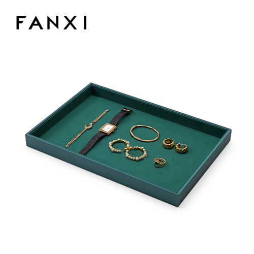 FANXI Custom peacock green leather jewelry plate