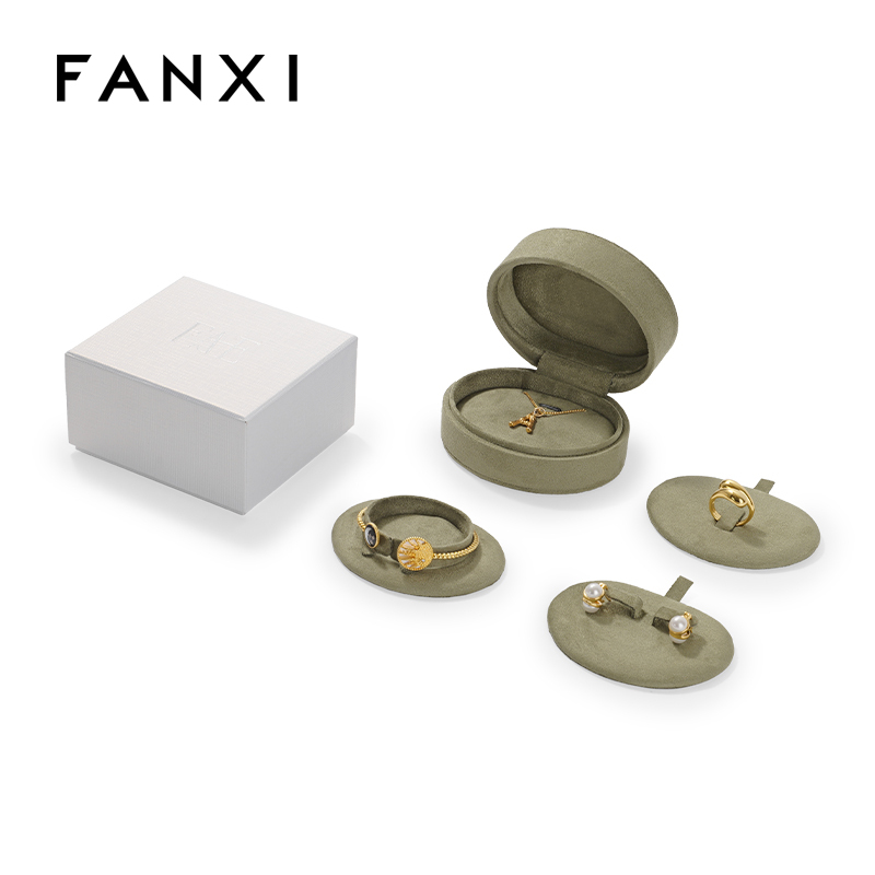 FANXI Custom bean green suede jewelry box
