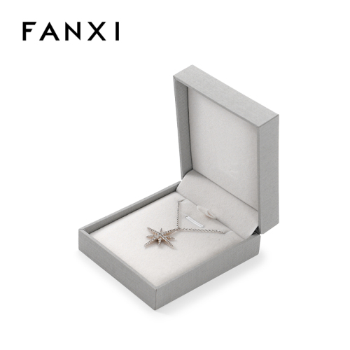 FANXI Custom grey paper velvet pendant box