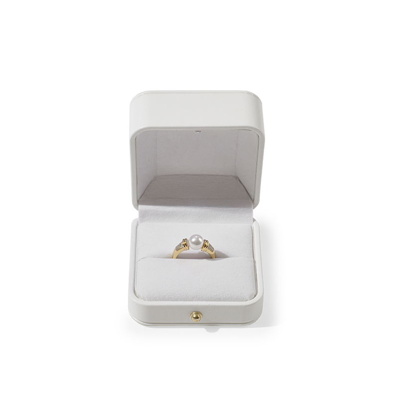 FANXI Custom white leather velvet ring box