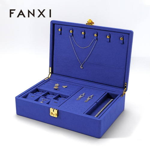 FANXI Custom blue microfiber jewelry box