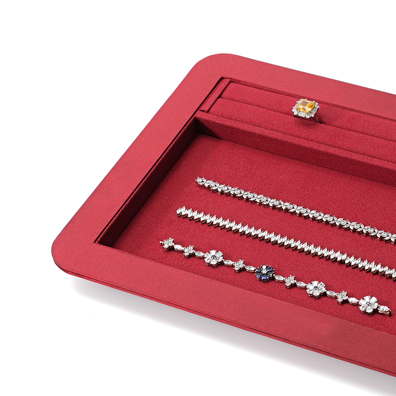 FANXI Custom red leather microfiber jewelry plate