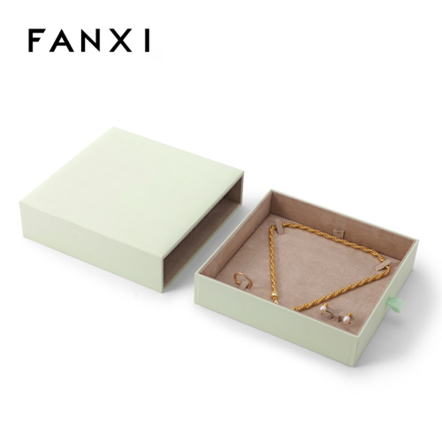 FANXI Custom light green suede jewelry box