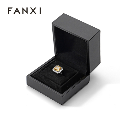 FANXI Custom black leather suede ring box