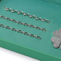 FANXI Custom green suede leather jewelry plate