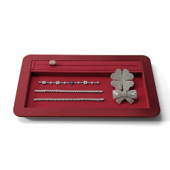 FANXI Custom red leather microfiber jewelry plate