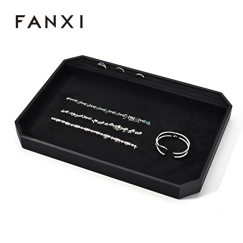 FANXI Custom black leather jewelry plate