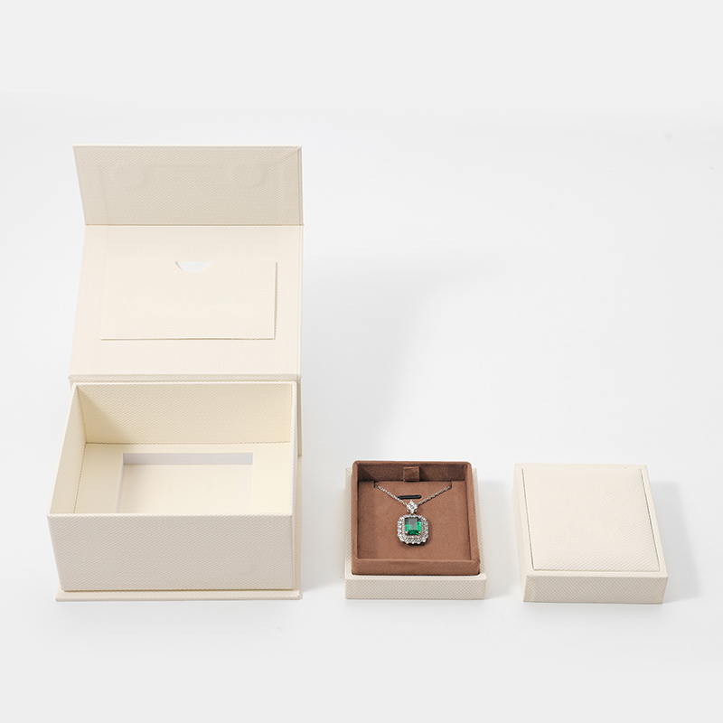 FANXI Custom beige paper microfiber jewelry box