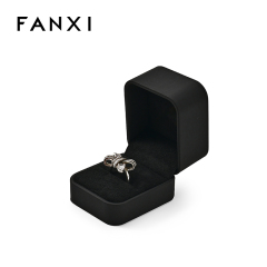 FANXI Custom black leather microfiber ring box