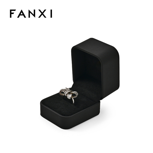 FANXI Custom black leather microfiber ring box