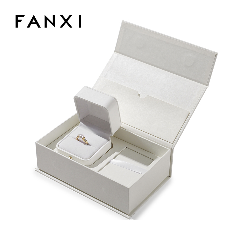 FANXI Custom white leather magnetic cardboard box