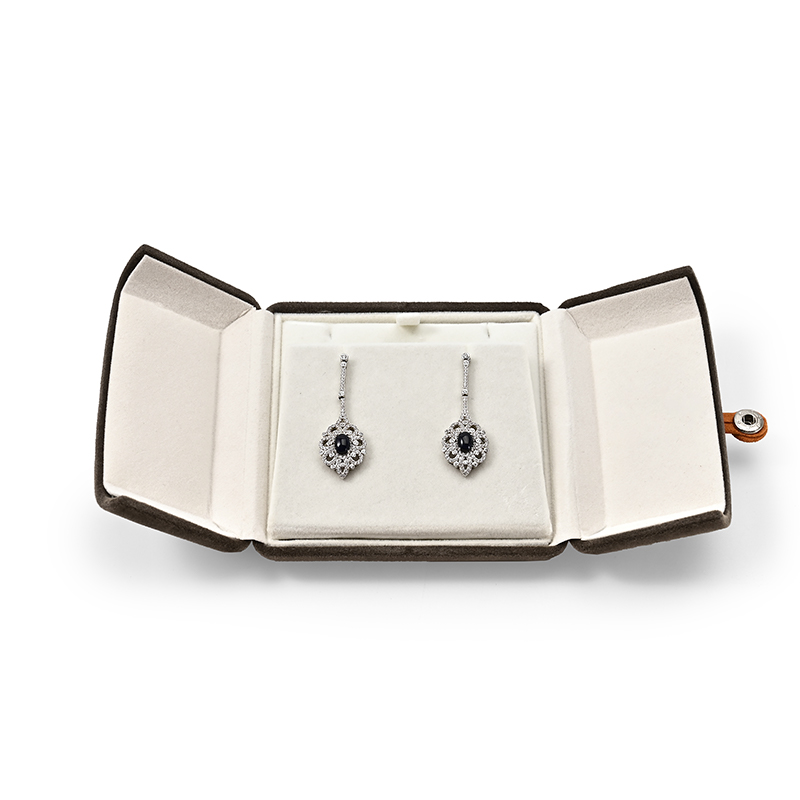 FANXI Custom brown velvet pendant earring box