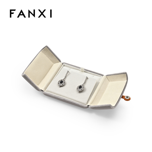 FANXI Custom grey velvet pendant earring box