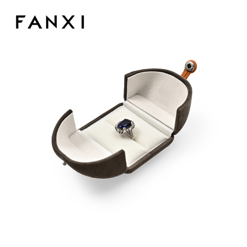 FANXI Custom brown velvet ring box