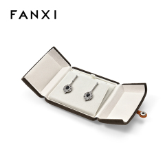 FANXI Custom brown velvet pendant earring box