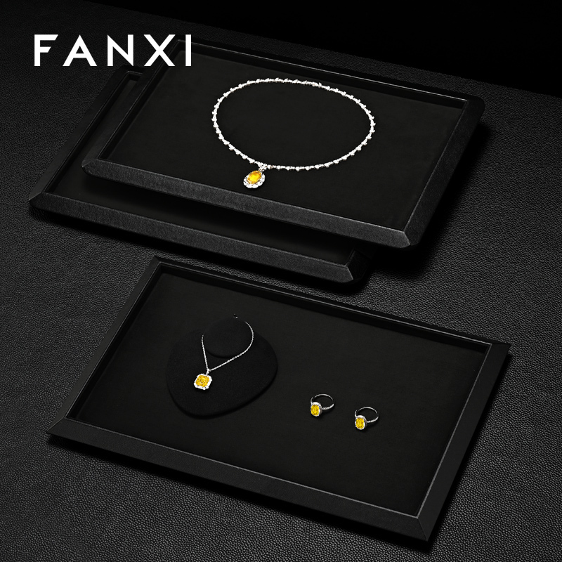 FANXI Hot sale Black Suede Jewelry display tray