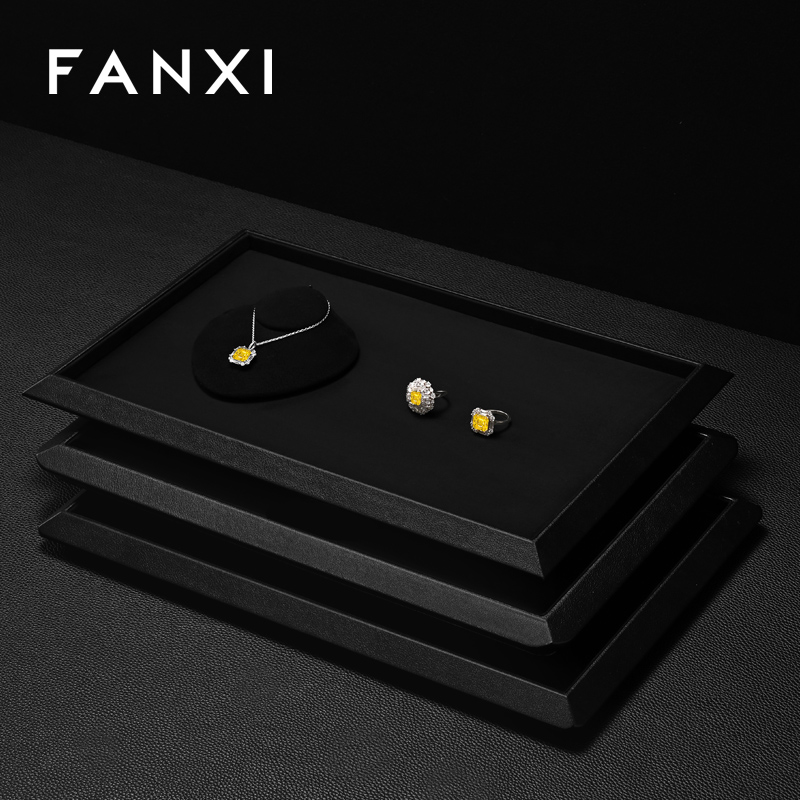 FANXI Hot sale Black Suede Jewelry display tray