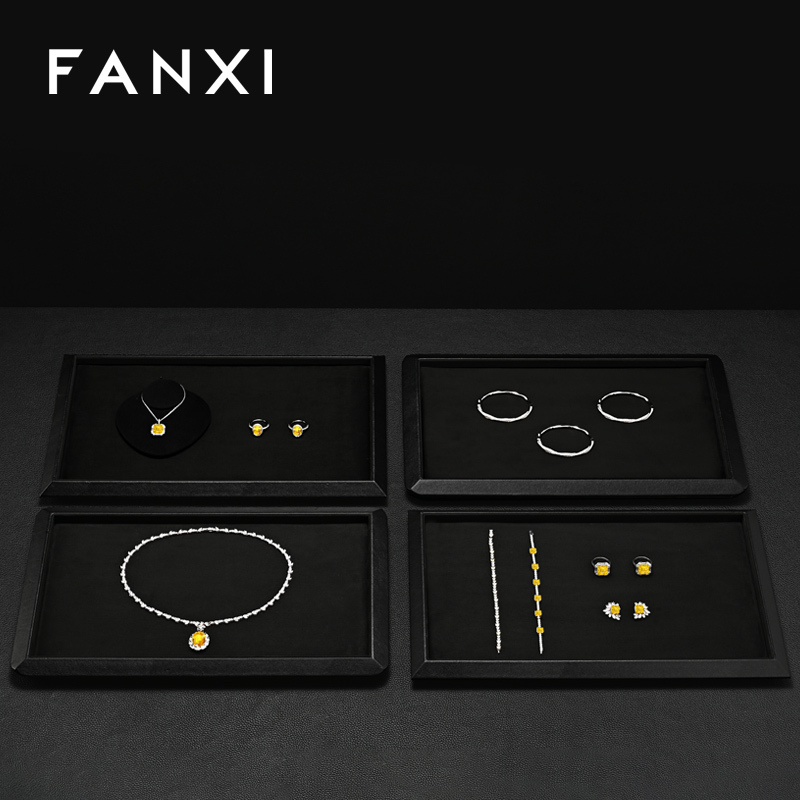 FANXI Hot sale Black Suede Jewelry display tray