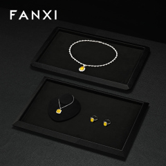 FANXI Hot sale Black Suede Jewelry display tray