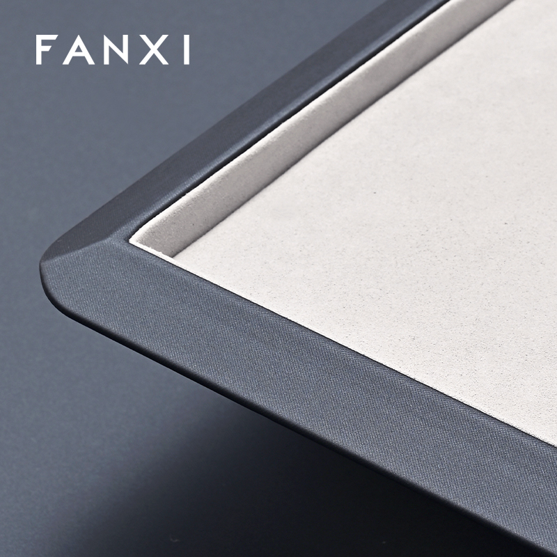 FANXI Fashion Grey microfiber Jewelry Display Plate