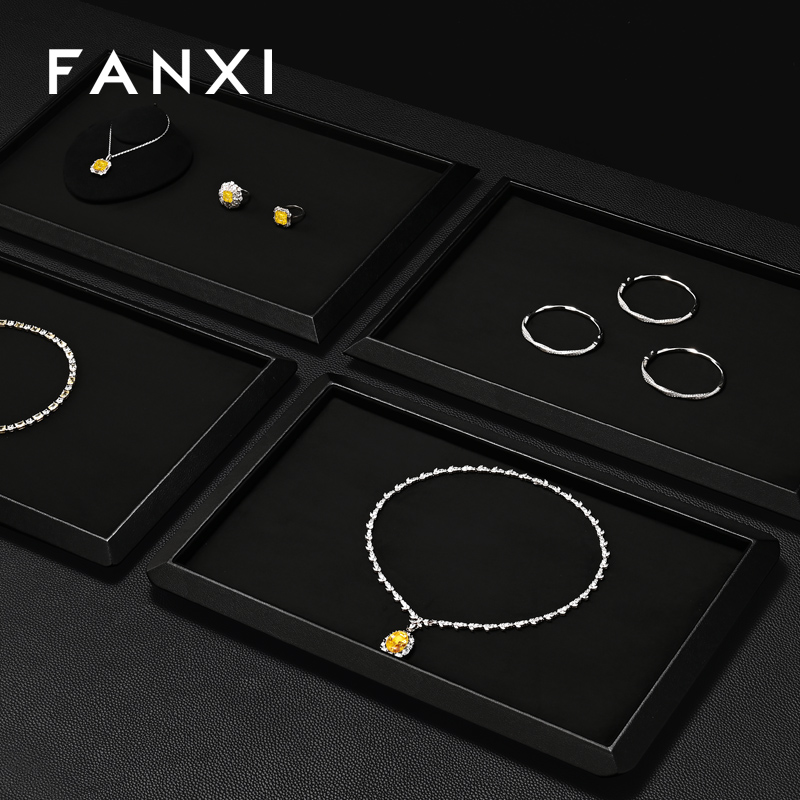 FANXI Hot sale Black Suede Jewelry display tray