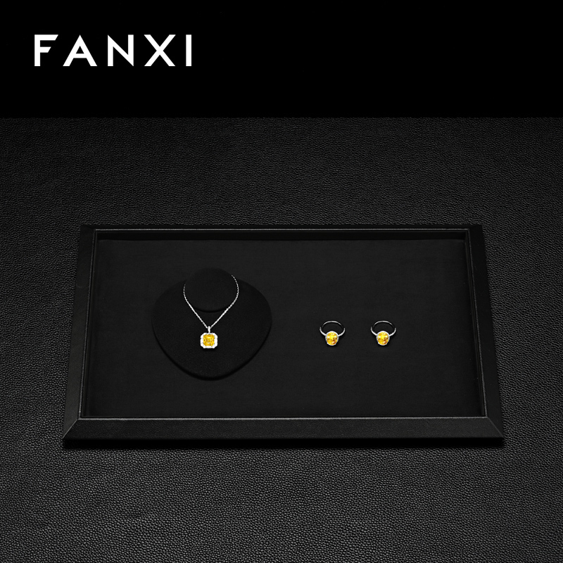 FANXI Hot sale Black Suede Jewelry display tray