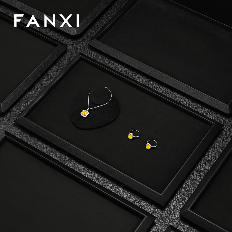 FANXI Hot sale Black Suede Jewelry display tray
