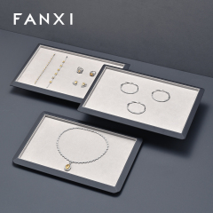 FANXI Fashion Grey microfiber Jewelry Display Plate