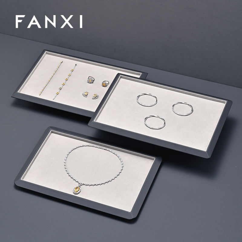 FANXI Fashion Grey microfiber Jewelry Display Plate