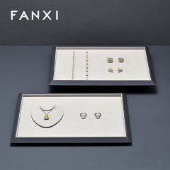 FANXI Fashion Grey microfiber Jewelry Display Plate